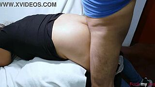 stepmom takes dad's friend deep, squirting in homemade anal creampie