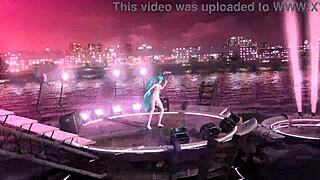 Hatsune miku's huge tits bounce in full nude bunny suit