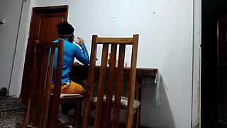 sheikh's friend bangs curvy waitress dirty at restaurant desk