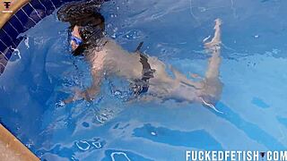 helen star emerges as a seductive naked latina mermaid by the wet pool