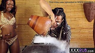 Hey babes, these black cocks stretch you in lingerie group fun.