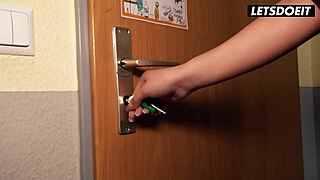 cum hungry brunette bends for stranger's hard anal hostel pounding