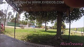 Naked park flashing groping huge cock publicly