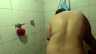 Pervert Sneaks In Bathroom Watching Latina Uniform Strip