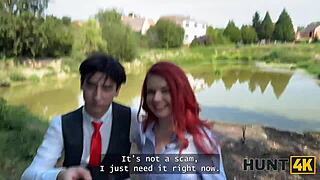 hunt4k: redhead whore flashes natural tits cheating publicly 😈