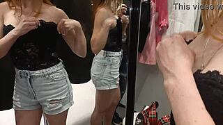 depraved milf drags friend to fitting room for steamy sex