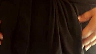 Chubby wife flaunts massive tits in strap bra and mesh blouse