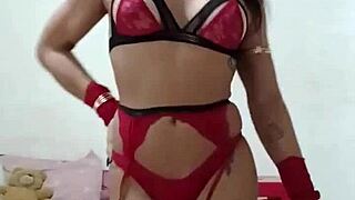 waiting crossdressed for client in tight seat tease