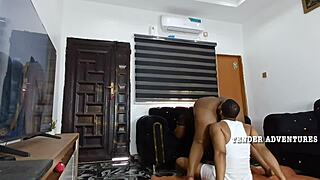 Wifey gives hot sloppy blowjob licks pussy doggy then huge cumshot mouth