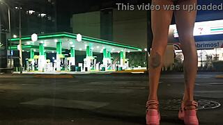 exhibit slutty crossdresser flashing panties in short skirt!