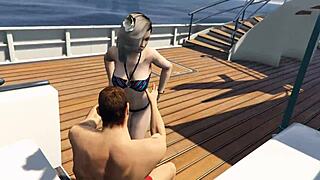 GTA 5 Yacht Babe in Bikini Enjoys Wild Ride Game