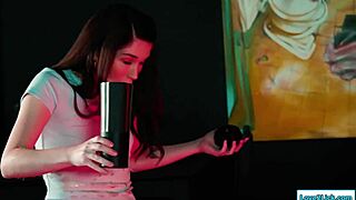 small tits brunettes finger and lick shaved pussies in steamy bar lesbian 69