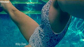 WOW Wife Flashes Tits In Hot Hotel Pool Swim!