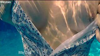 WOW Wife Flashes Tits In Hot Hotel Pool Swim!