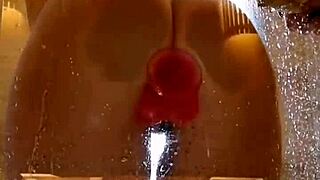 Juicy Ass Girl Dildos Dripping Pussy in Steamy Shower