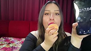 Skinny teen slut trains throat for deeper monster cock deepthroats