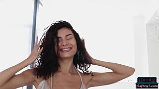 petite curly asian teen layla balan poses nude softcore solo 😍