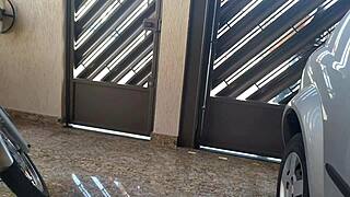 hot curvy brazilian neighbor in tight jeans shorts flashes and teases her shaved pussy to everyone