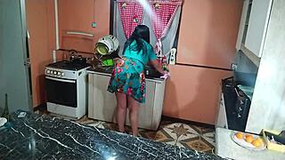 everyday kitchen turns into thrilling passionate encounter spot