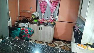 everyday kitchen turns into thrilling passionate encounter spot