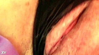 hazey stuffs panties deep into her wet hairy pussy moaning loud