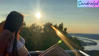 pretty hungarian brunette teases nipples outdoors in softcore paradise play