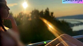 pretty hungarian brunette teases nipples outdoors in softcore paradise play