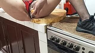 milf big ass masturbates kitchen horny pussy show?