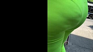 wife flaunts see-through yellow spandex with cute visible panties