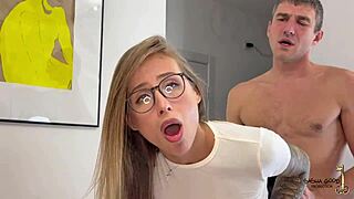 skirt up pussy licked while hubby waits for the huge cock surprise