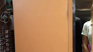 trapped in elevator horny blonde gets bent over fucked as freeuse sex toy!