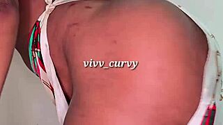 curvy ebony shows off her huge pear shaped ass