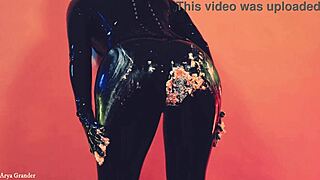 mmm my wet pussy loves riding cowgirl in latex bondage, arya grander squirms juicy