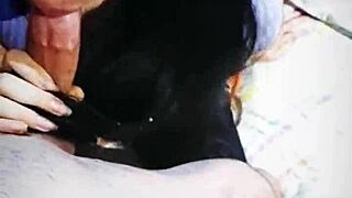 Extreme latina glasses blowjob cum long hair 💦