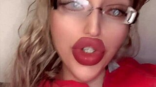 russian crossdresser rocks glasses lipstick in full fetish movie 💄👓🎥