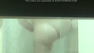 perverted hidden camera catches real steamy bath session