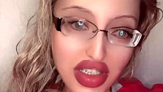 russian crossdresser rocks glasses lipstick in full fetish movie 💄👓🎥