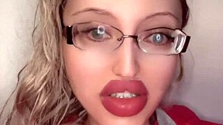 russian crossdresser rocks glasses lipstick in full fetish movie 💄👓🎥