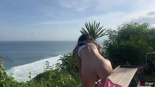 guard catches naughty skinny teen for wild outdoor creampie fuck!