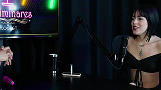 ariane kimiko strips naked, toys wet pussy through panties, moans about mc lan fuck