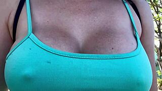 Italian Milf's Big Tits Bounce with Hard Nipples in Miami Streets