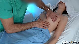 Pervert Surgeon Fucks Skinny Patient's Small Tits in Exam