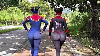 Spider Woman Cosplay Anal Fucked By Friend's Lover