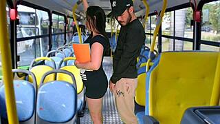 watch cute student GRIND tight pussy on stranger in public bus!