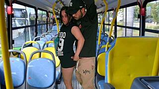 watch cute student GRIND tight pussy on stranger in public bus!