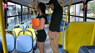 watch cute student GRIND tight pussy on stranger in public bus!