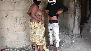 chubby ebony bbw bends over in unfinished building for monster bbc pounding