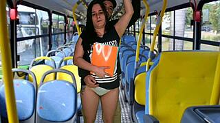 watch cute student GRIND tight pussy on stranger in public bus!