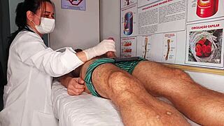 erection pops hard in front of juicy nurse's teasing gaze