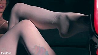 imagine being her foot slave licking those sexy nylon heels and toes